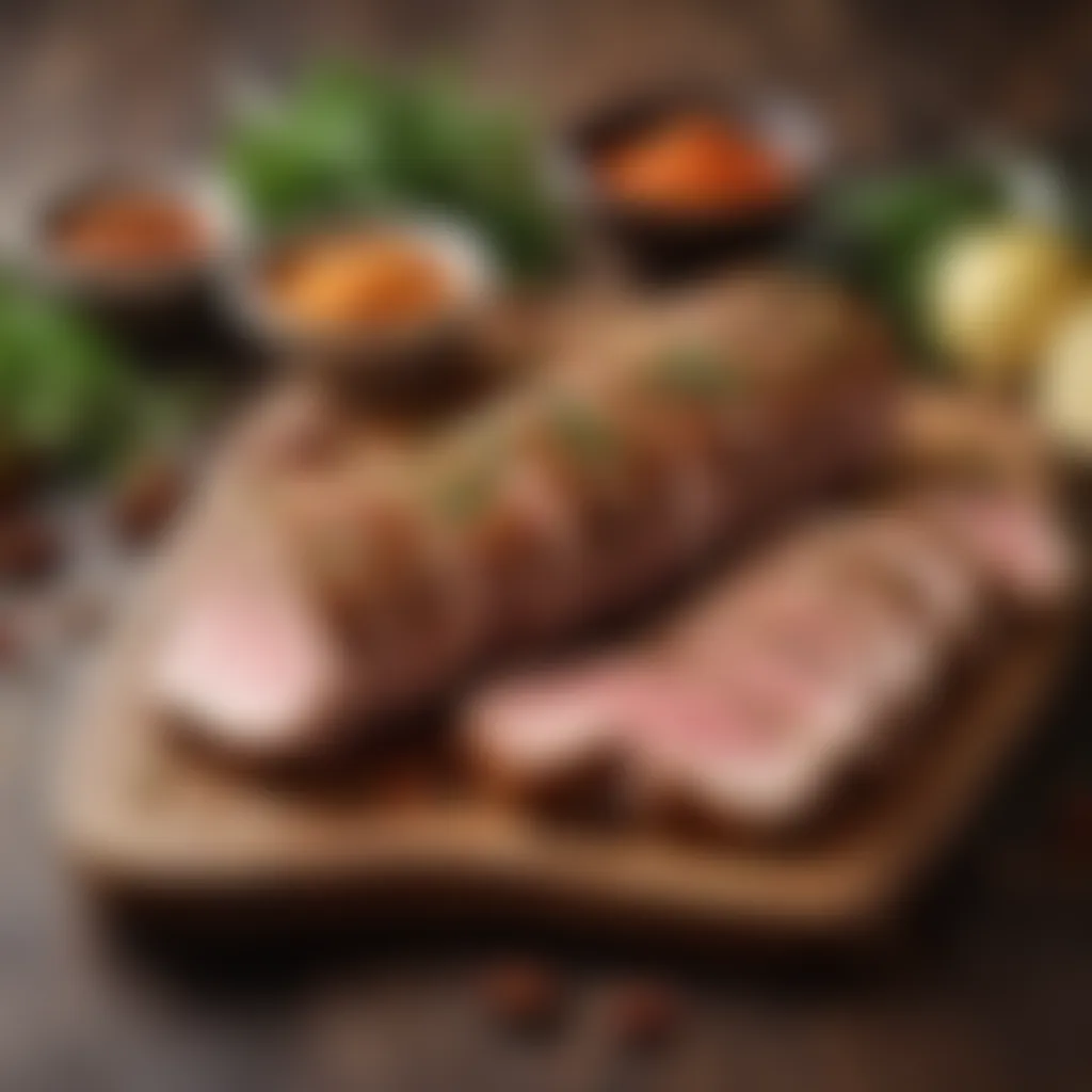 Marinated pork tenderloin showcasing vibrant spices