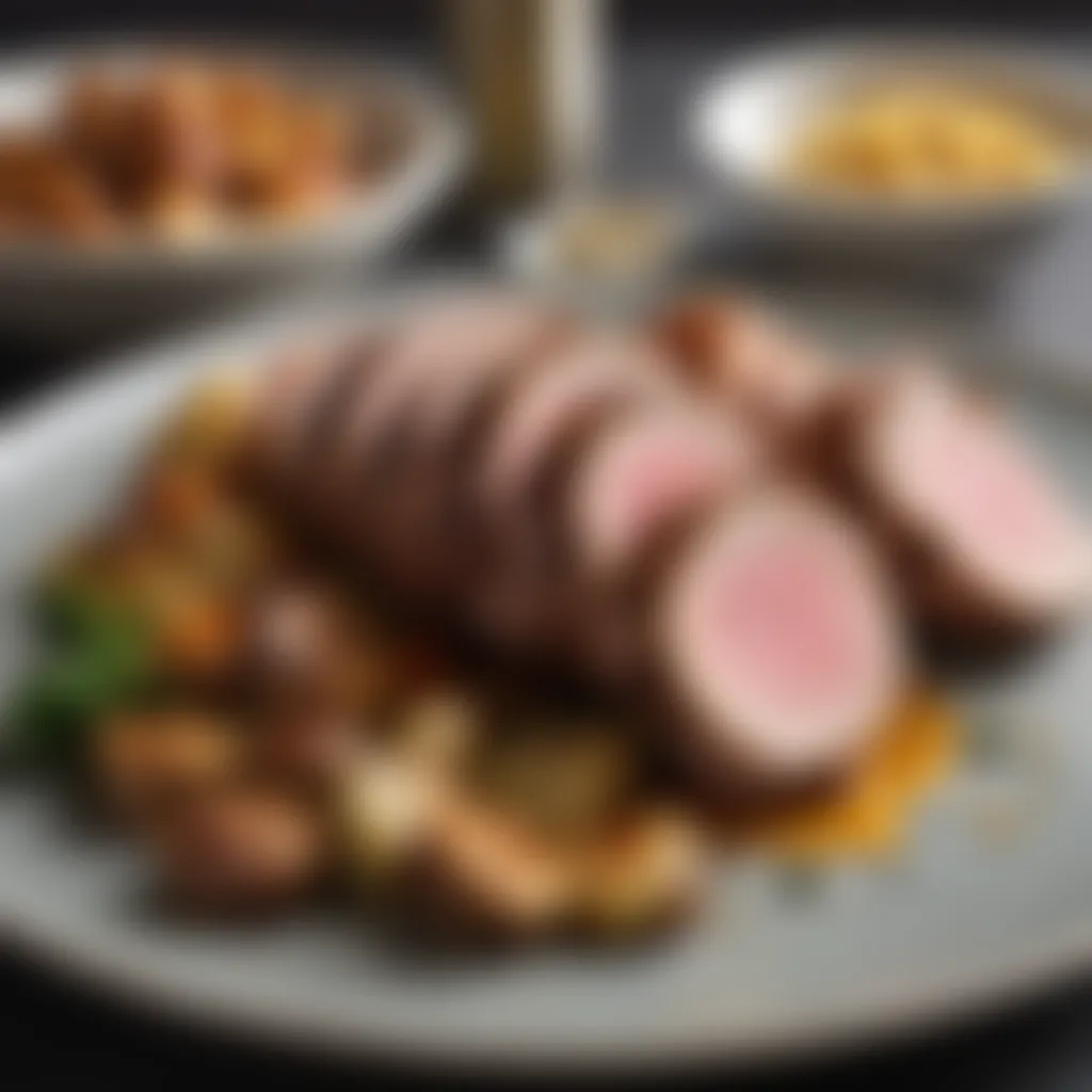 Pork tenderloin served with complementary side dishes