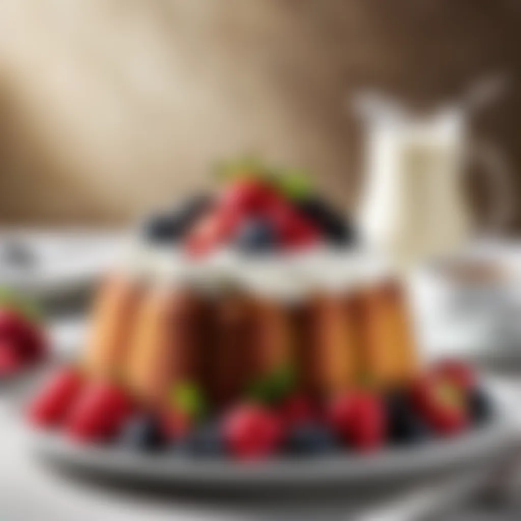 Pound cake served with fresh berries and a dollop of whipped cream