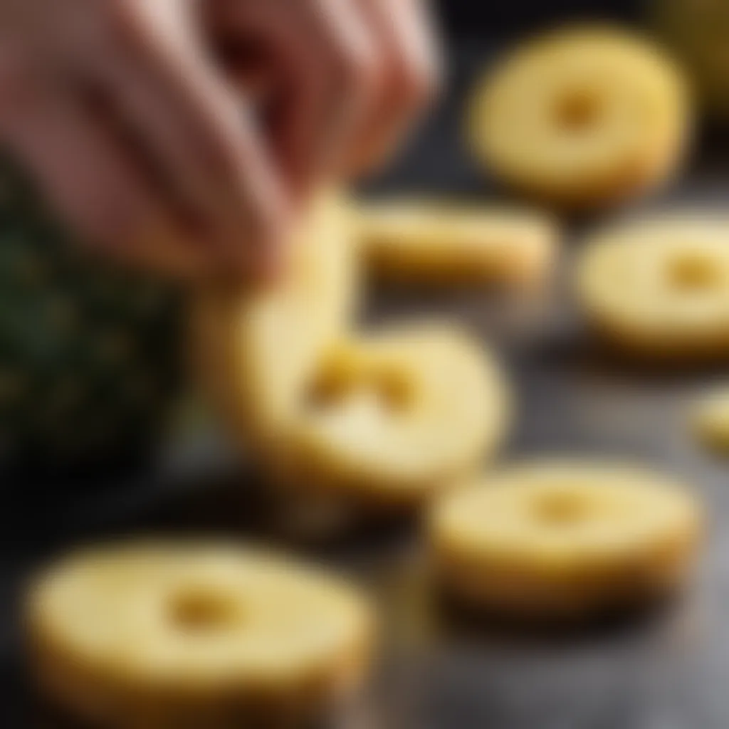 Precision Cutting Technique for Pineapple Rings