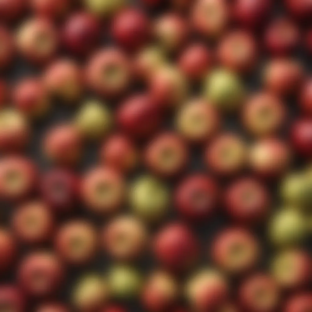 Illustration showing various types of apples for making pie filling