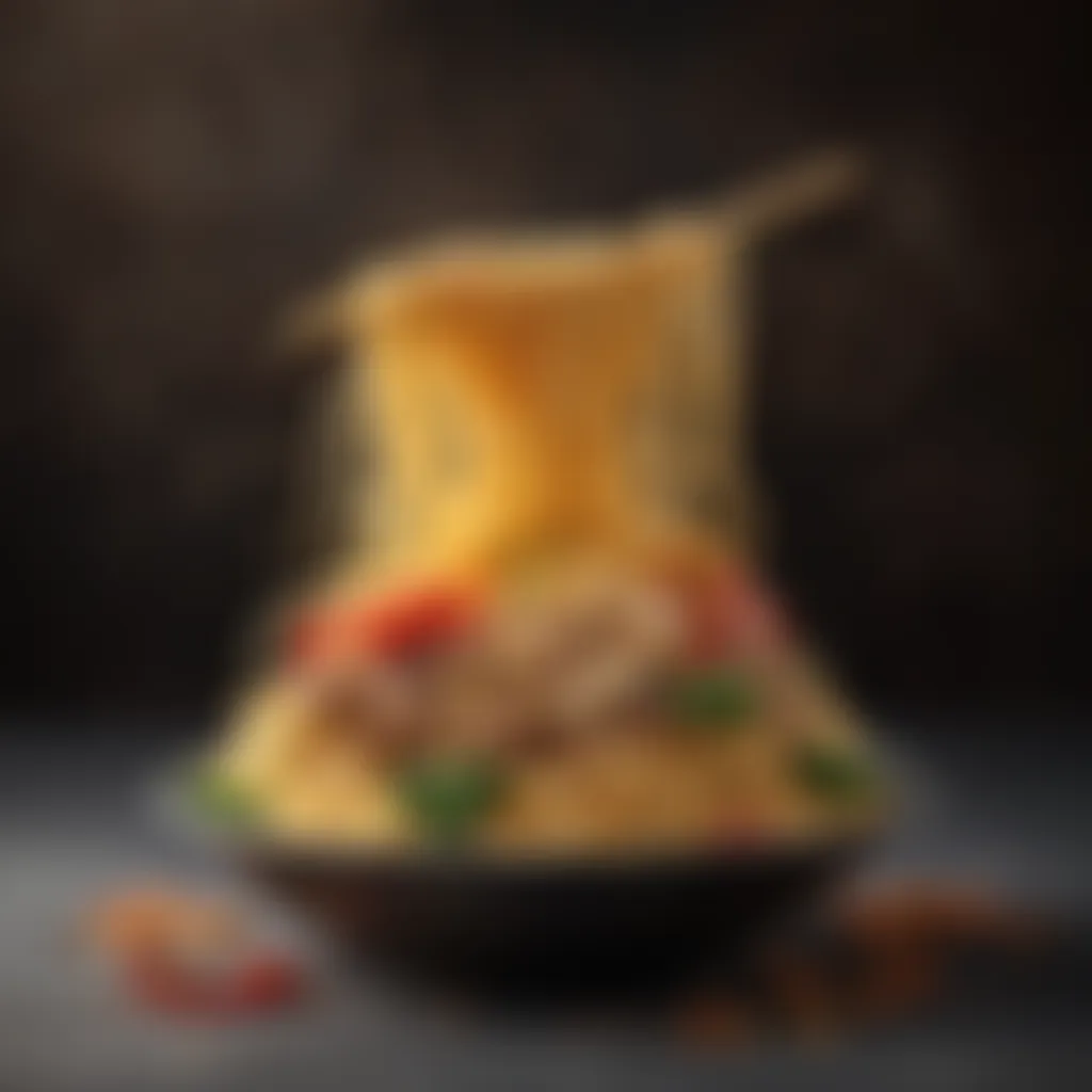 Elevating noodle toppings Selection of premium Chinese noodle toppings displayed artistically