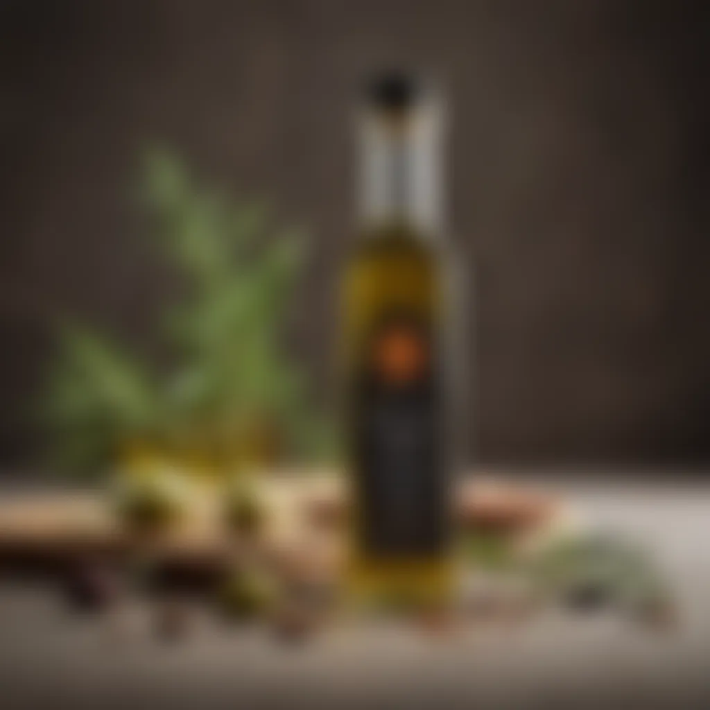 Elegant glass bottle with olive oil