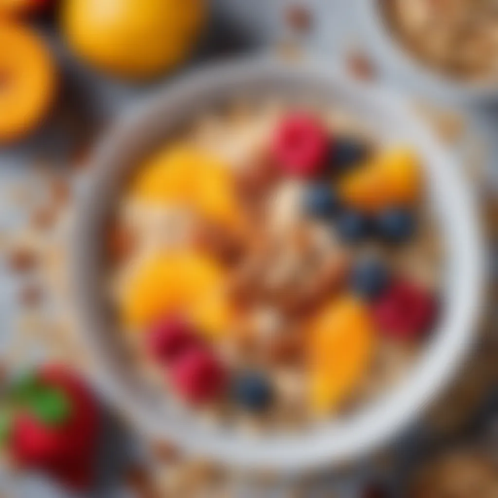 Gourmet oats combined with exotic fruits in a bowl