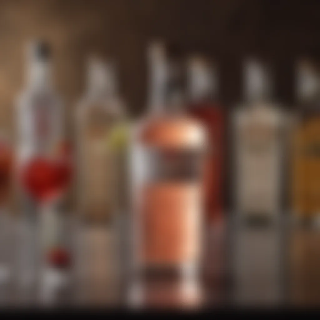 A selection of premium vodka bottles on display