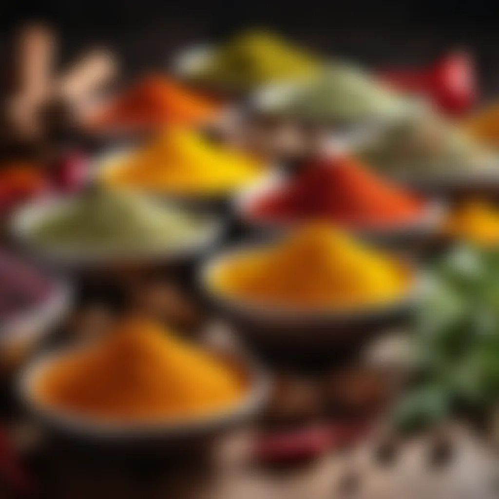 Colorful spices and herbs