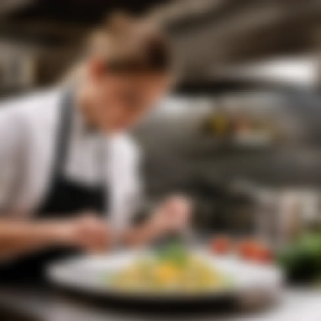 Student preparing a dish based on a recipe