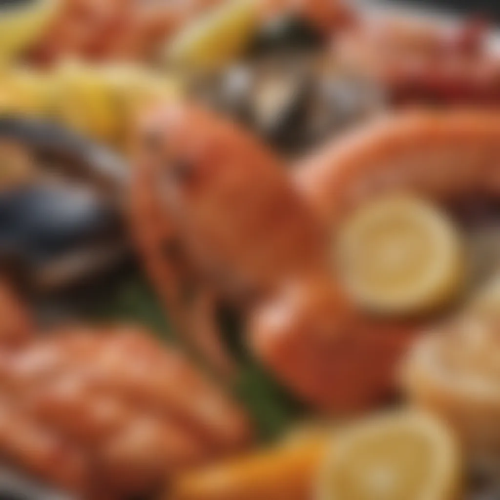 A selection of fresh seafood with vibrant garnishes