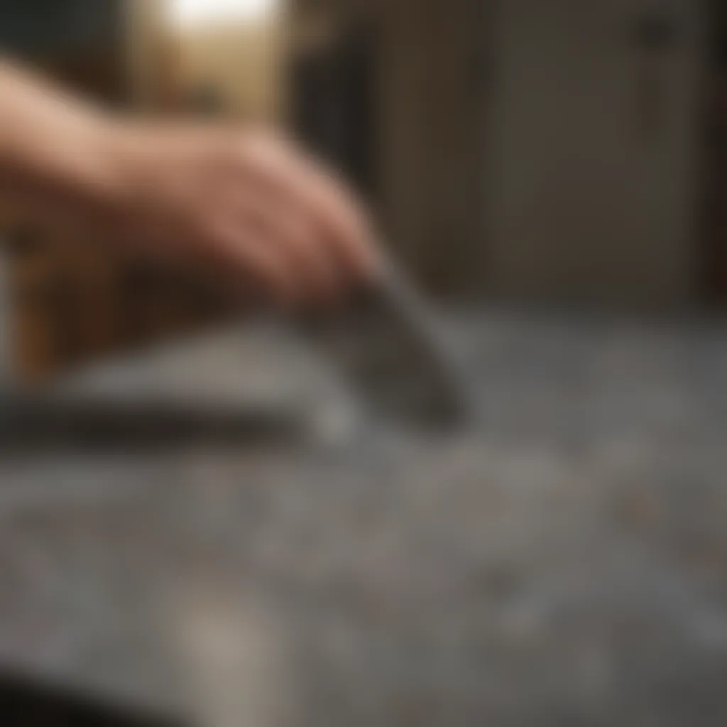 Granite Polishing in Action Polishing agent applied to granite for restoration