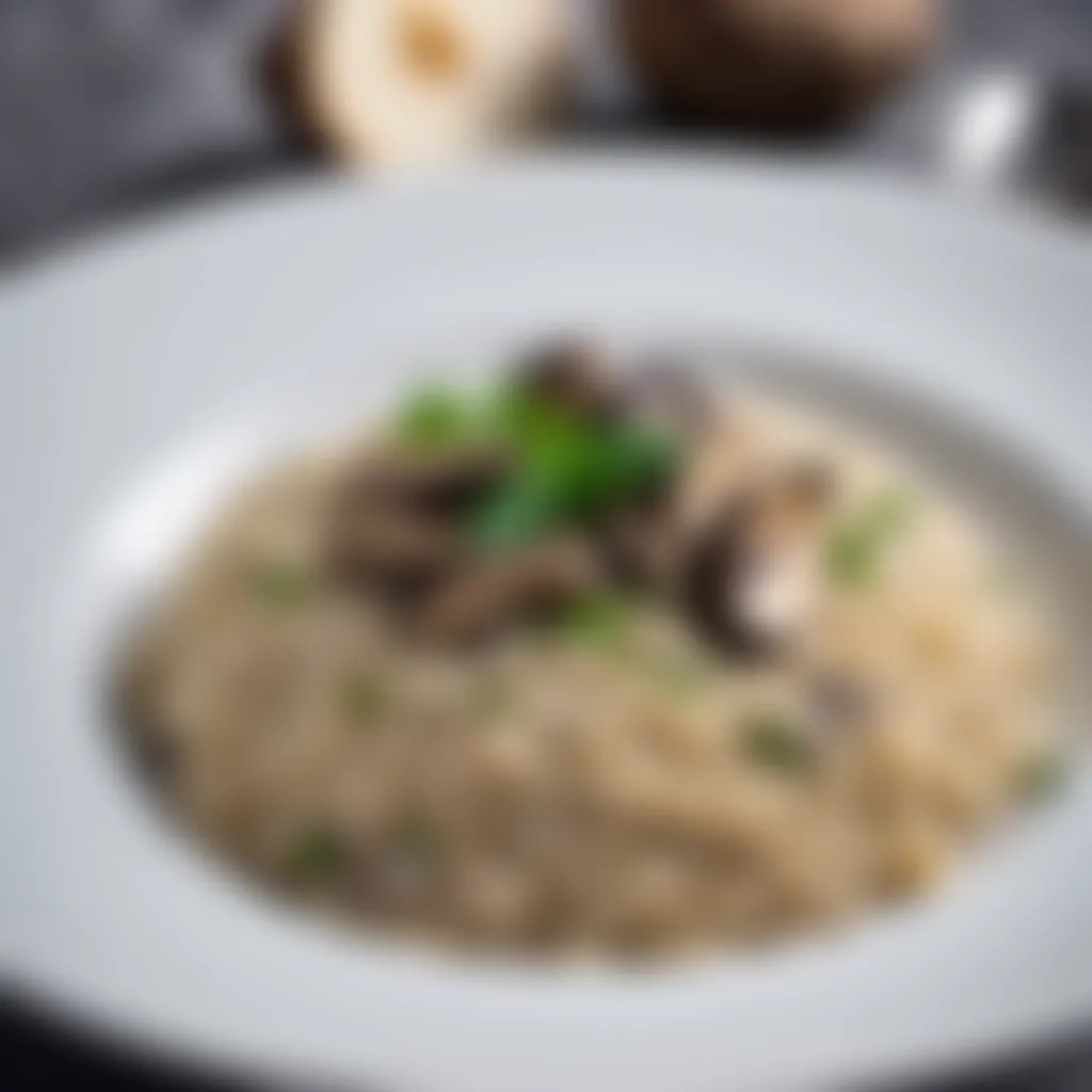 Rich and creamy mushroom risotto with a hint of truffle essence