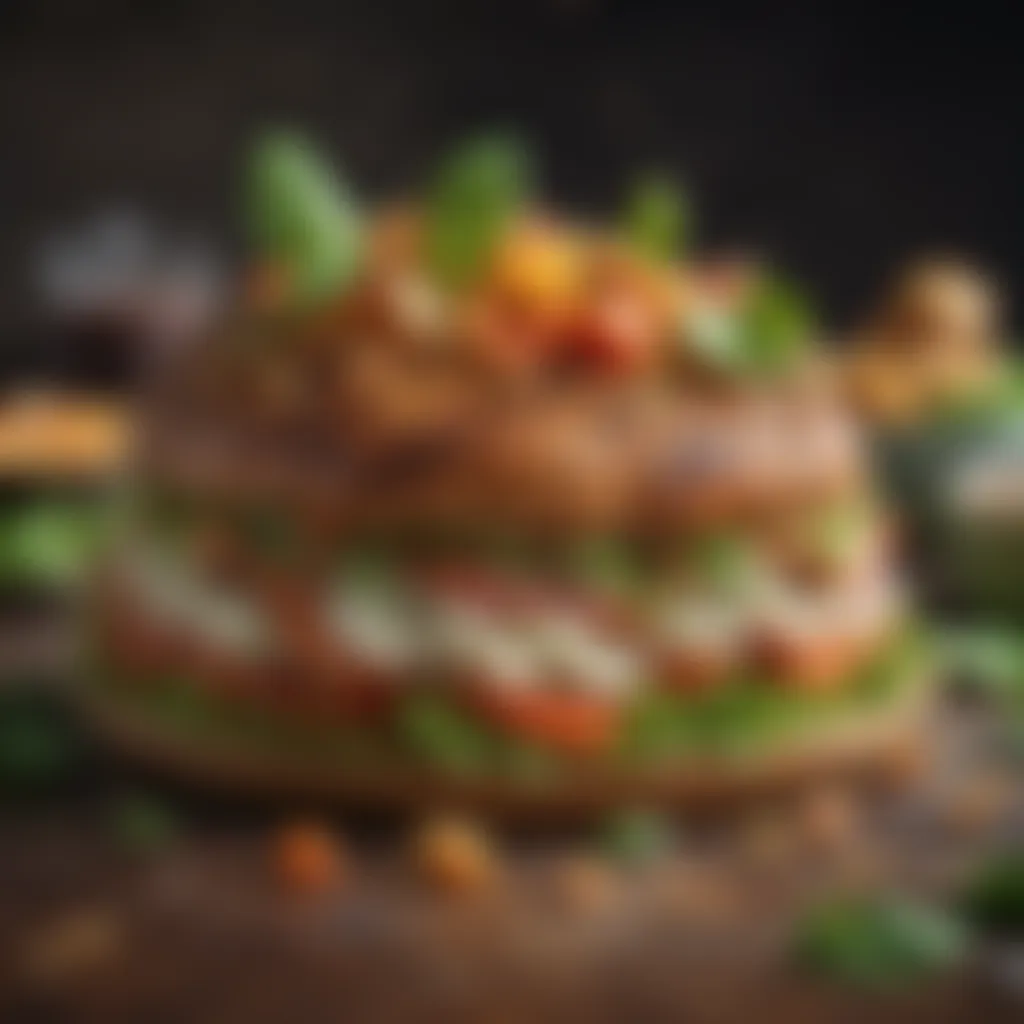 Intricate Culinary Artistry Close-up of richly textured culinary creation