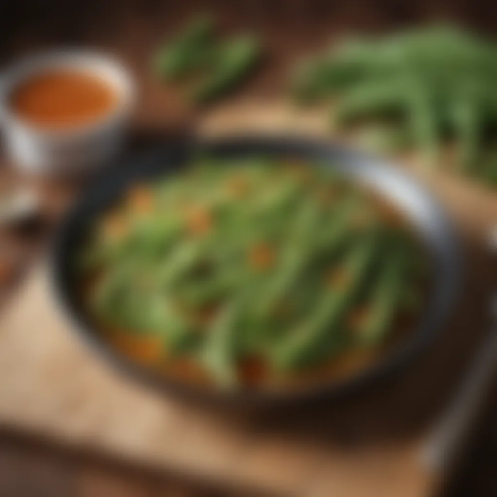 Runner beans on a wooden cutting board