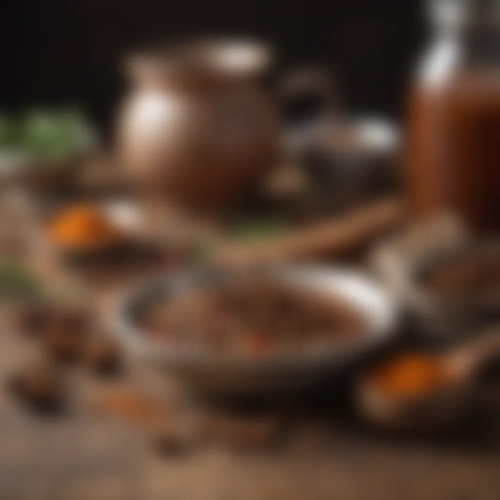 Aromatic spices in a rustic setting