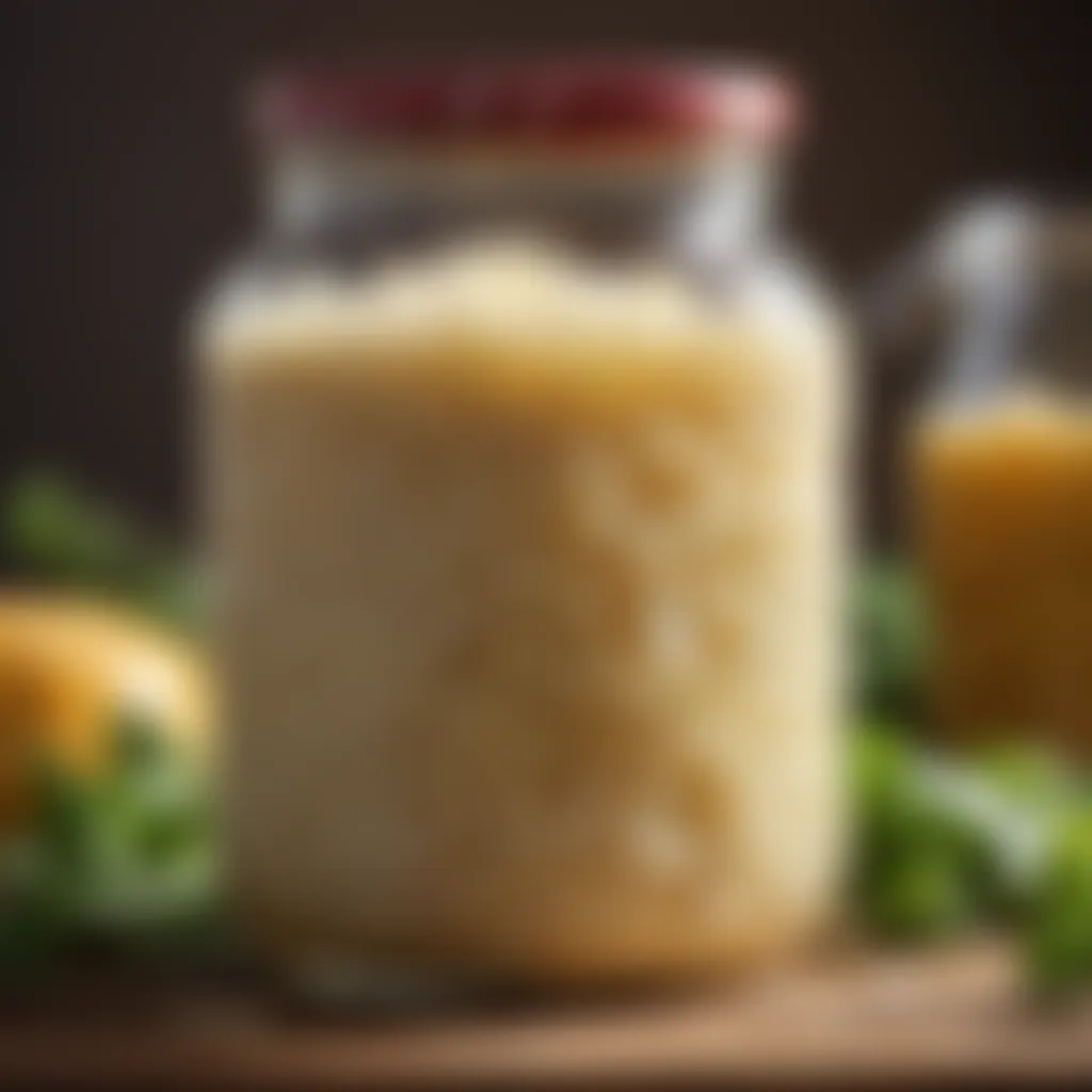 Fermented sauerkraut in a glass jar