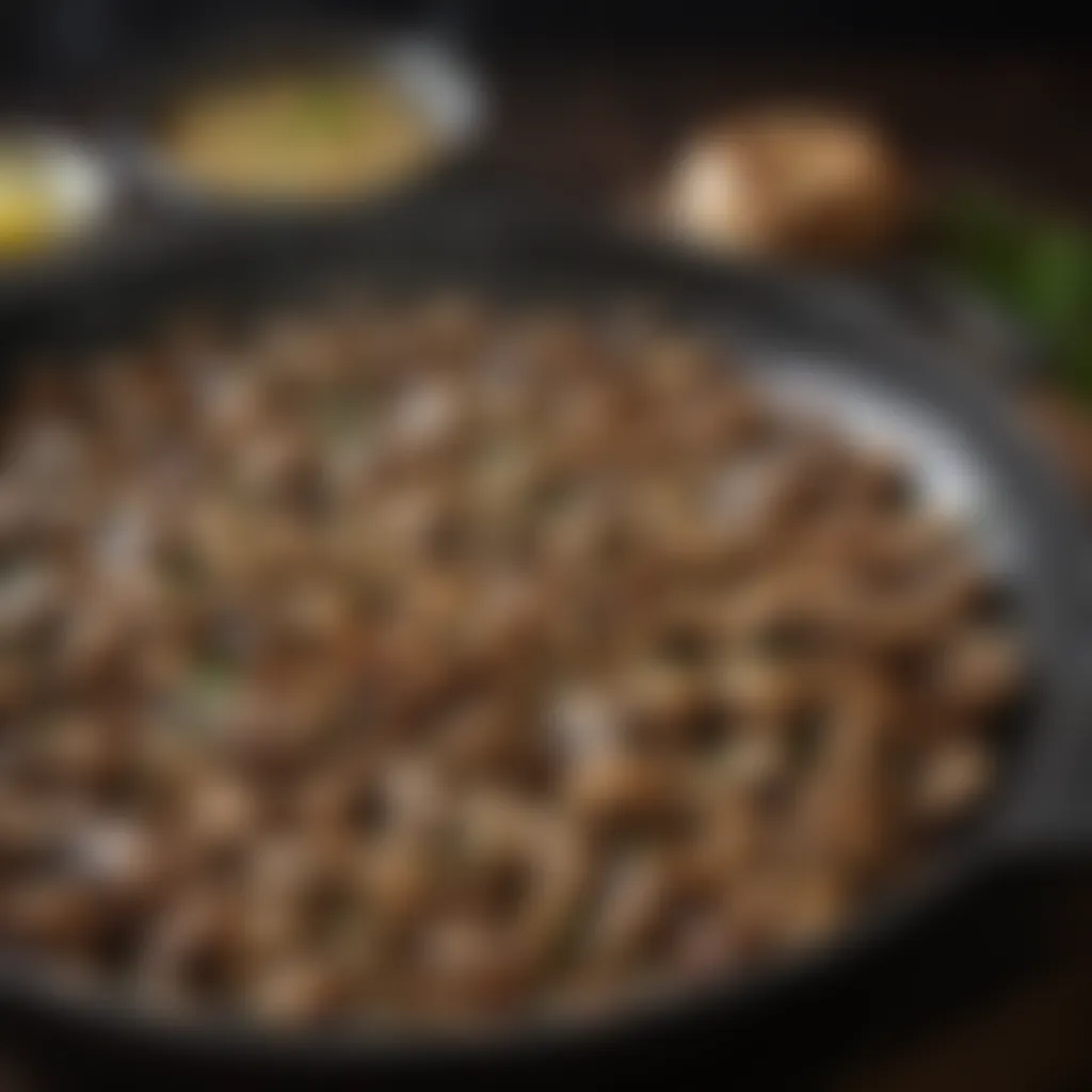 Sizzling sautéed mushrooms in a gourmet pan