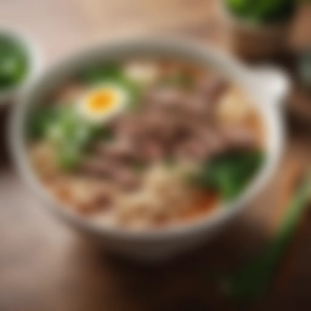 Umami Infusion: Savory Beef Noodle Soup Savory Beef Noodle Soup with Vibrant Greens