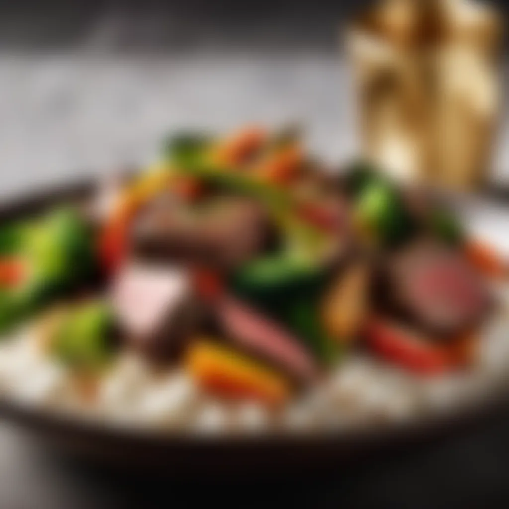 Savory Chinese stir-fry beef dish with assorted vegetables