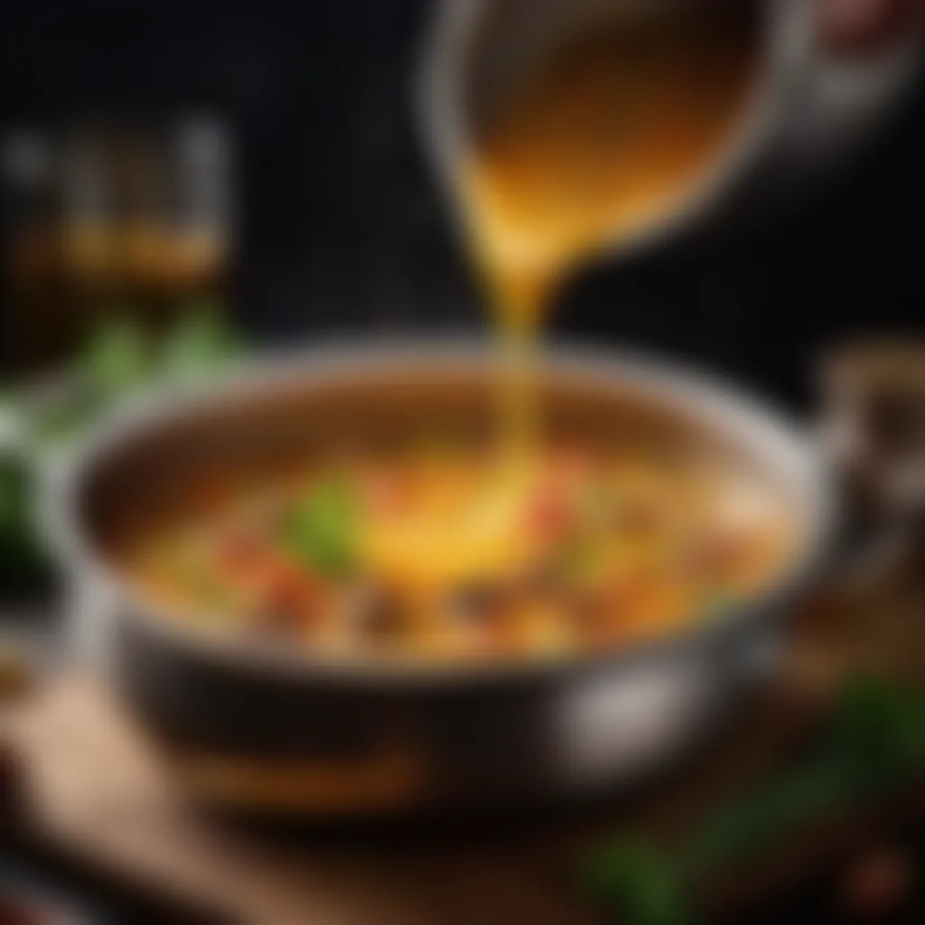 Savory Essence - An illustration depicting the rich flavors melding in a simmering pot