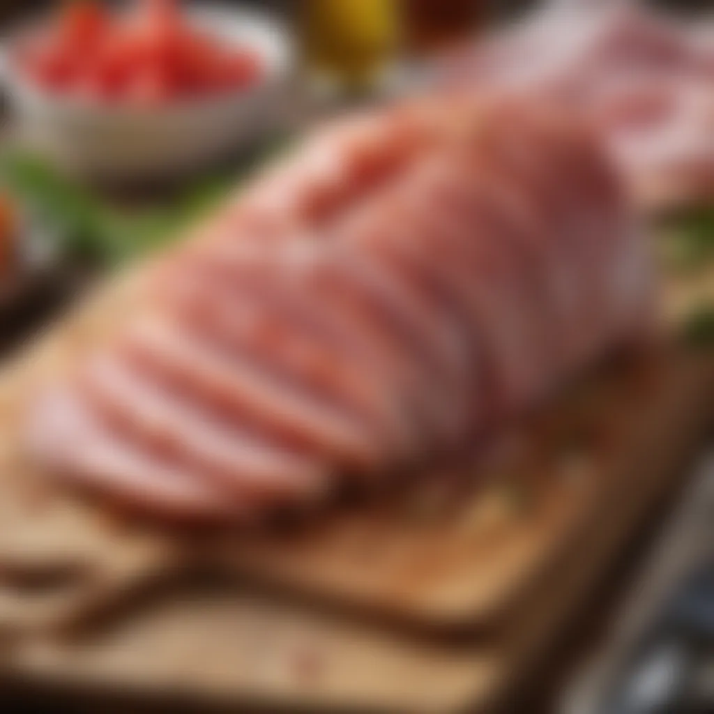 Savory Ham Slices on Cutting Board