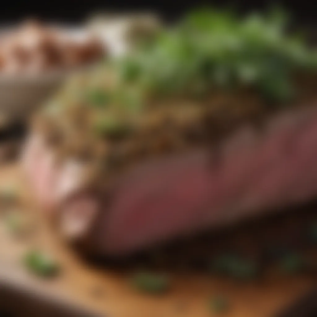 Savory Herb Crust enhancing the flavor of roast beef