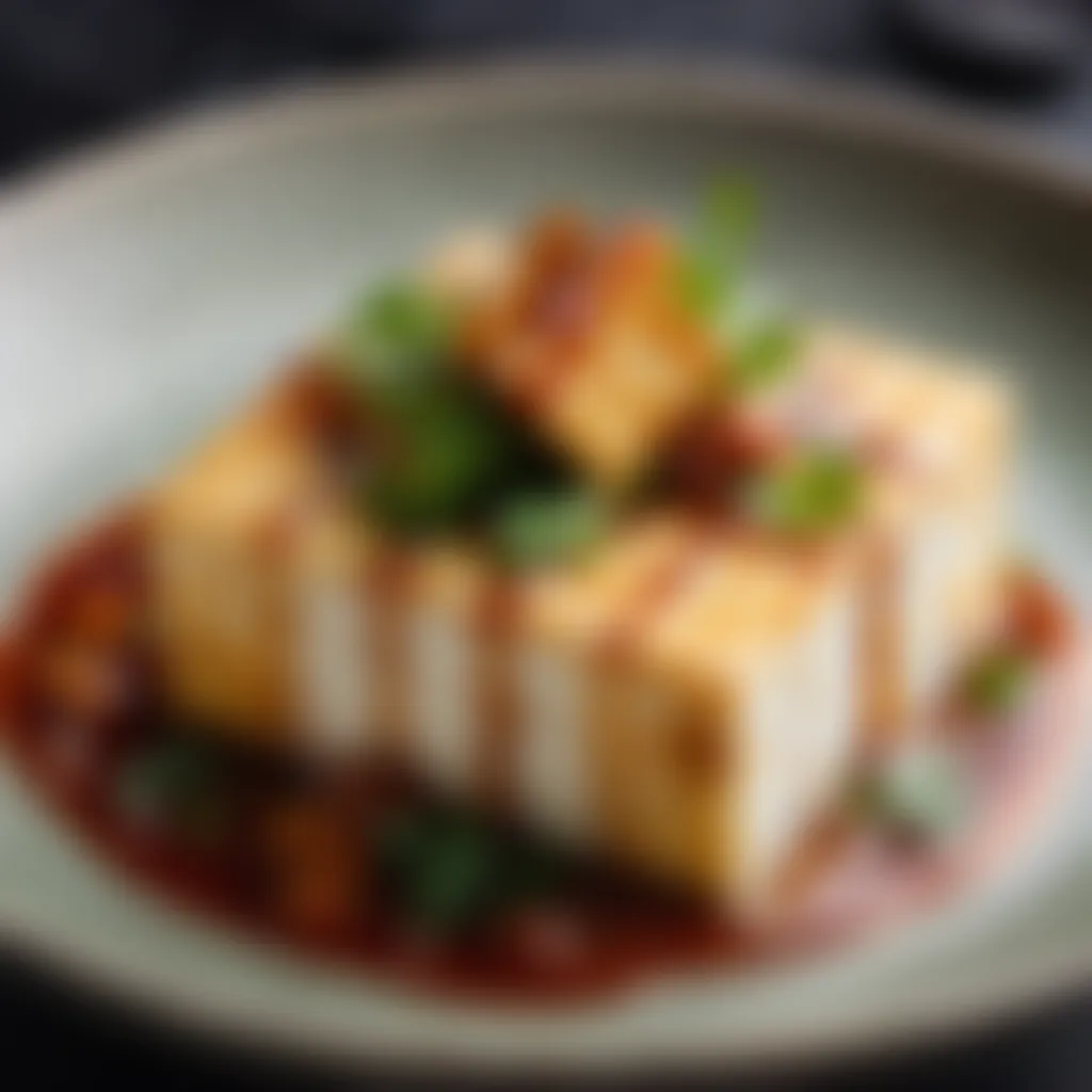 Agedashi tofu with savory sauce