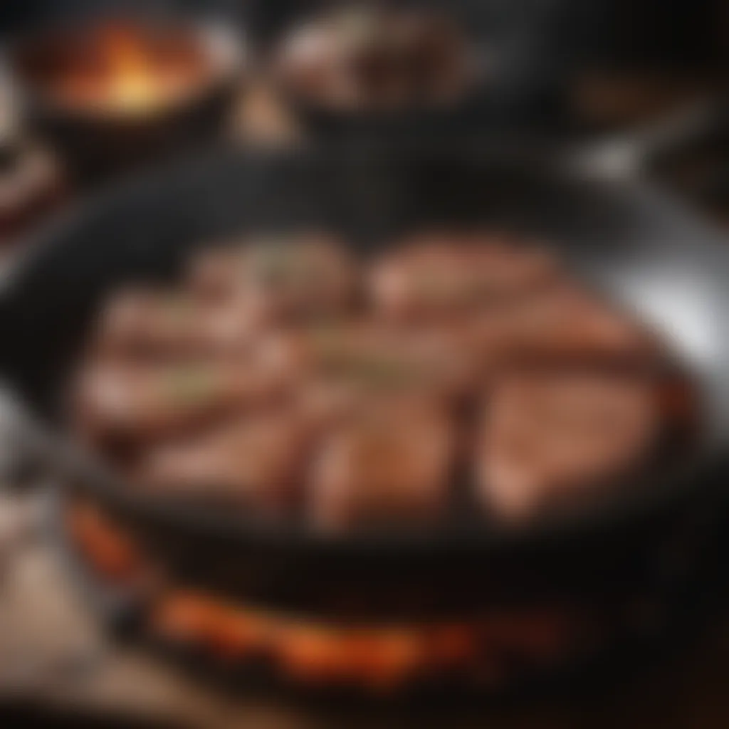 The Art of Searing Searing meat on a hot skillet