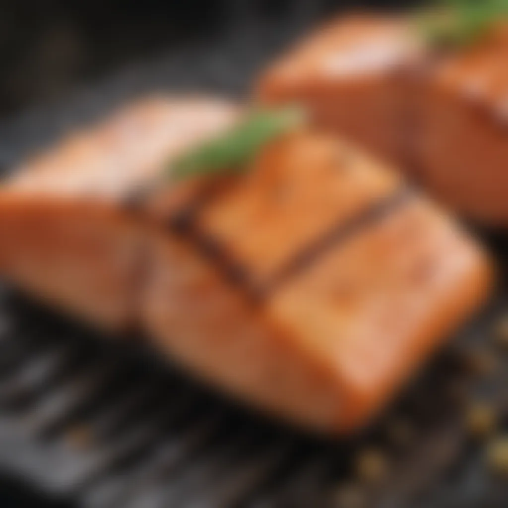 Searing Salmon Fillet on Hot Grill