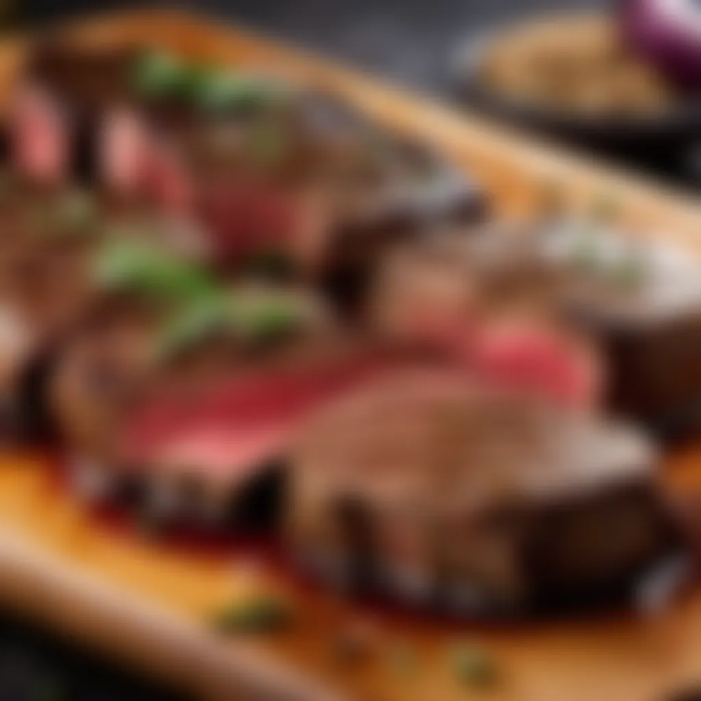 Seasoned steak tips ready for baking