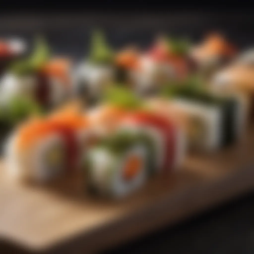 Elegant Seaweed Sushi Presentation Exquisite sushi presentation with seaweed garnish
