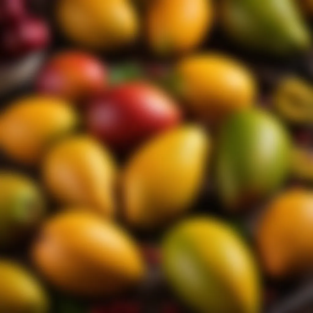 Selection of ripe mangoes