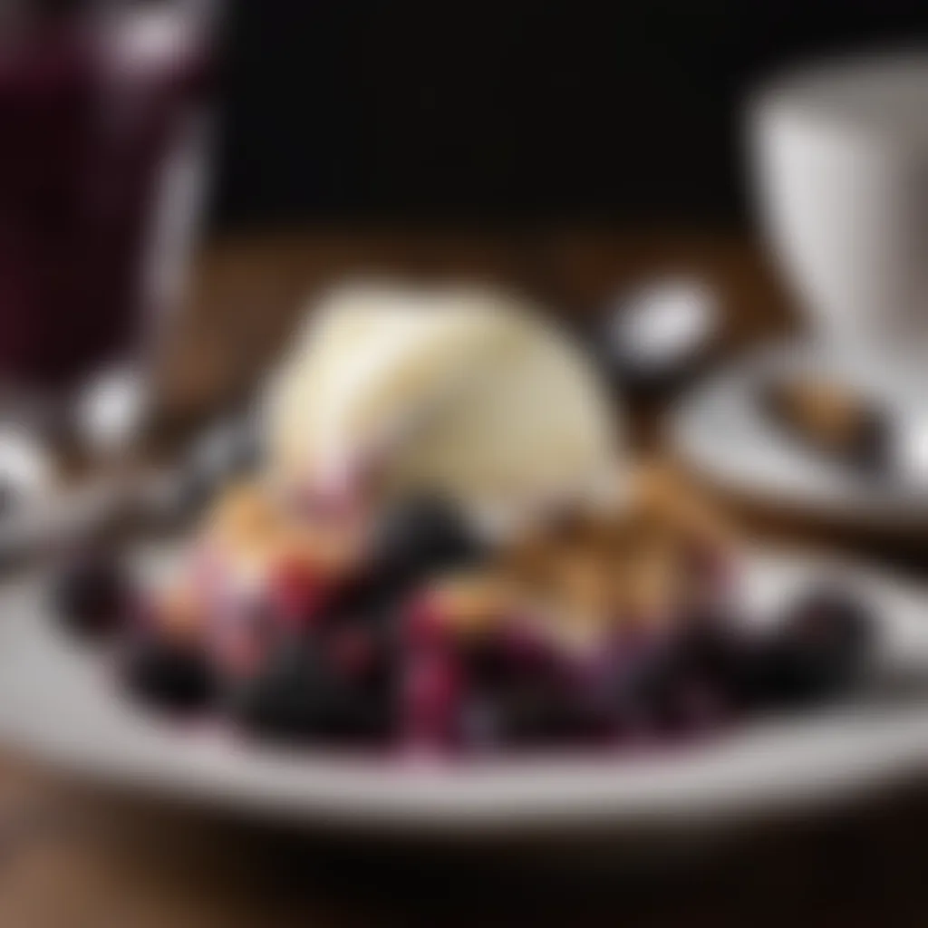 Served Blackberry Crumble with Vanilla Ice Cream