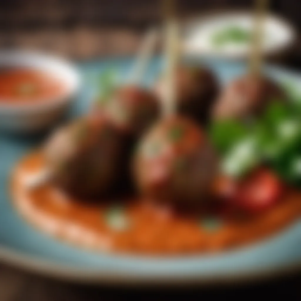 Served Lamb Kofta with Dipping Sauce