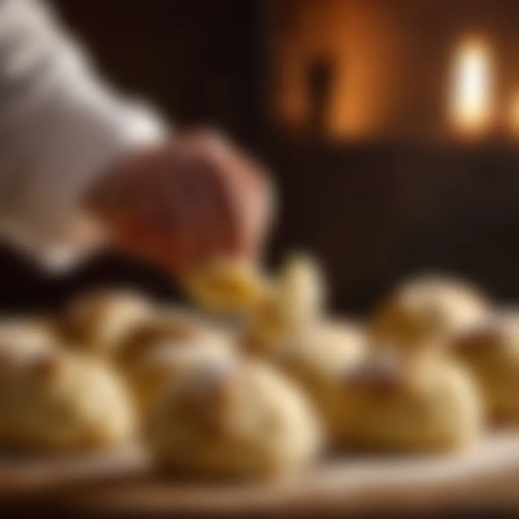 Shaping Czech bread dumplings