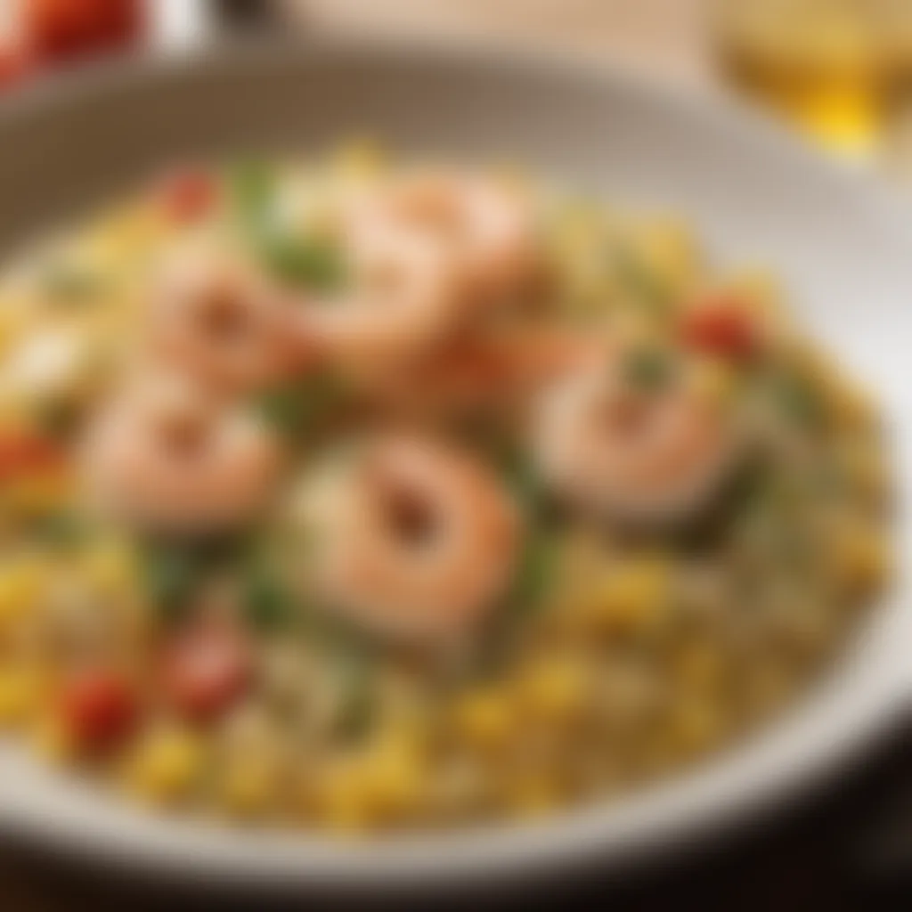Risotto Elegance: Shrimp and Corn Harmony Elegant Shrimp and Corn Risotto with Fresh Herbs