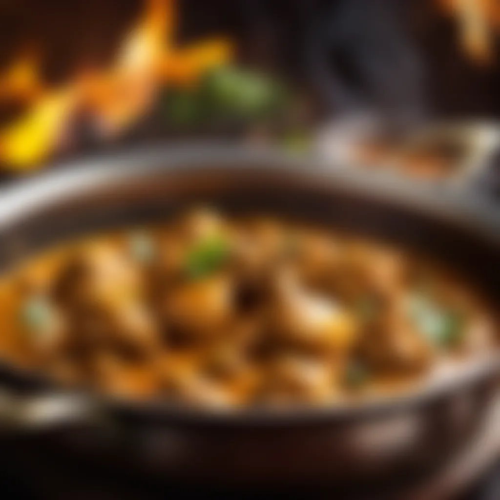 Simmering Chicken Curry in Traditional Pot