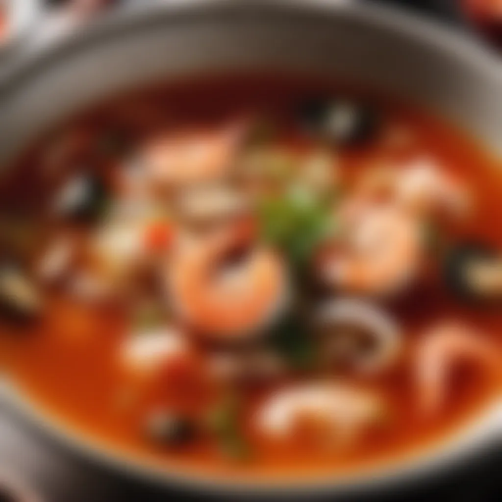 Simmering Spicy Seafood Broth