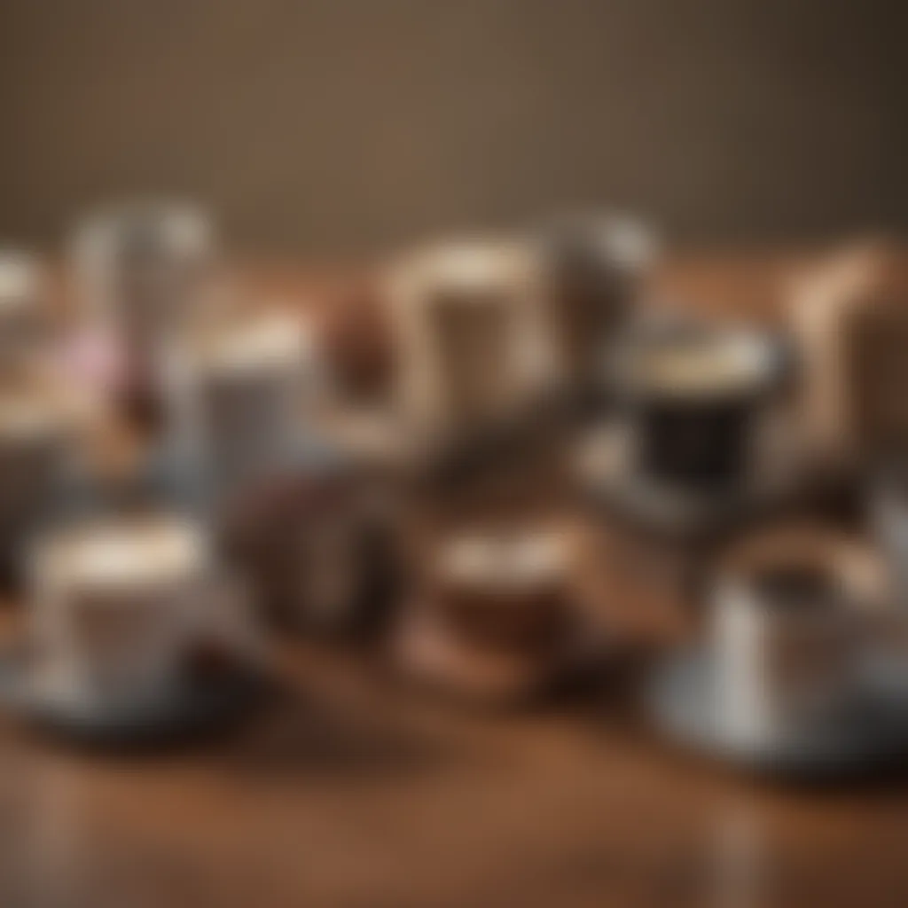 An overview of various types of single serve coffee holders arranged on a table