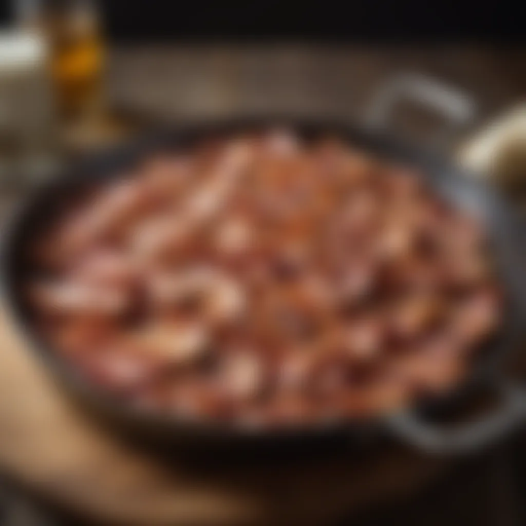 Sizzling Bacon on Rustic Skillet