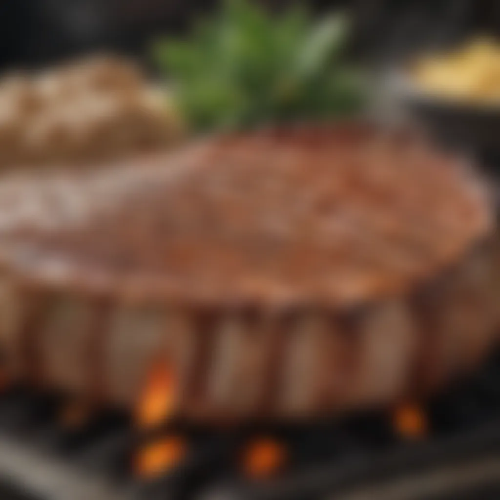 Succulent Grilled T-Bone Steak on Sizzling Grill