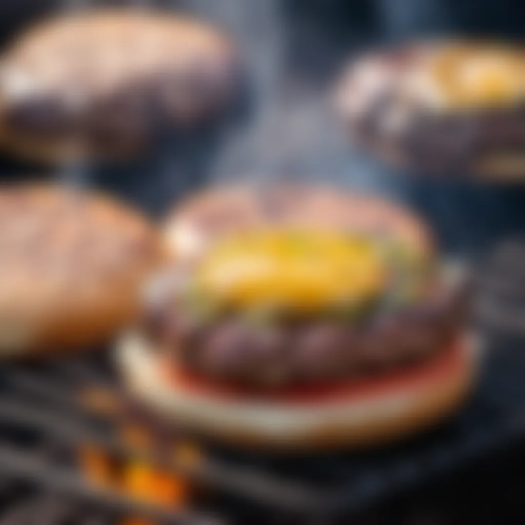 Sizzling Hamburger on the Grill