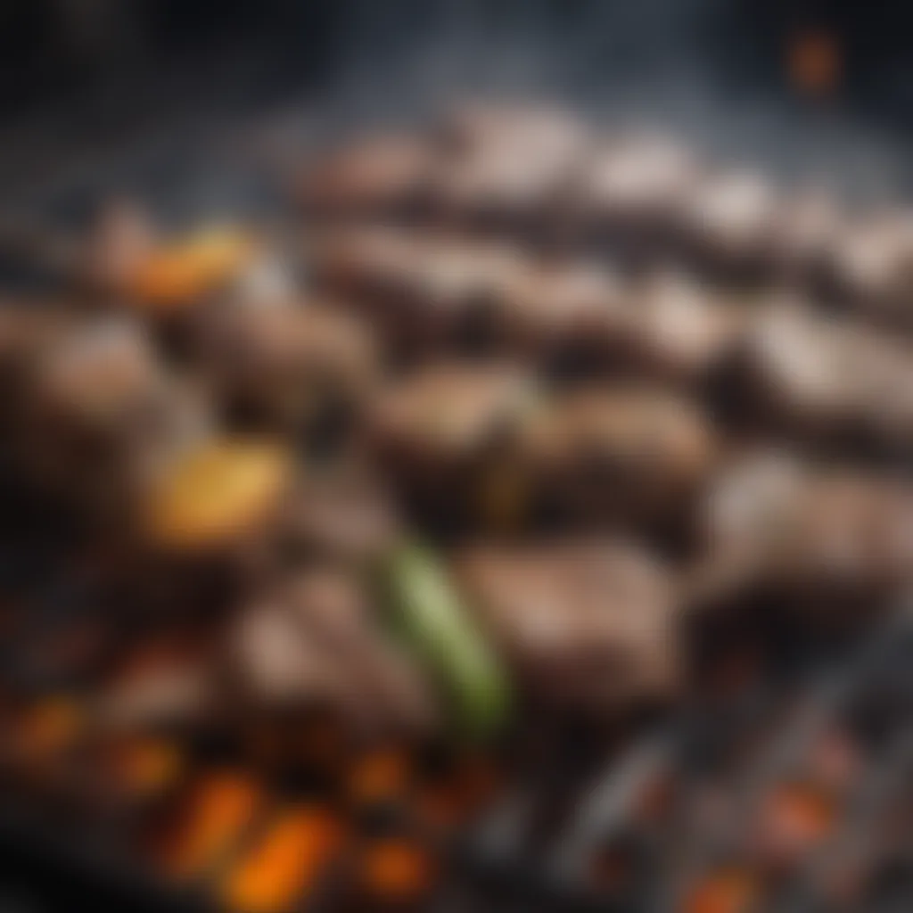 Sizzling Lamb Kebabs on Charcoal Grill