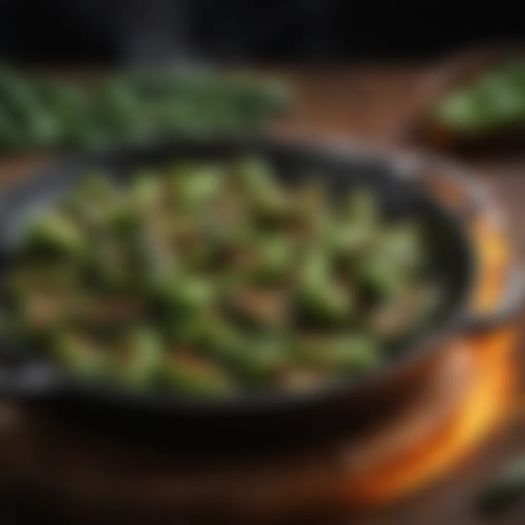 Sizzling Padron Peppers in Skillet