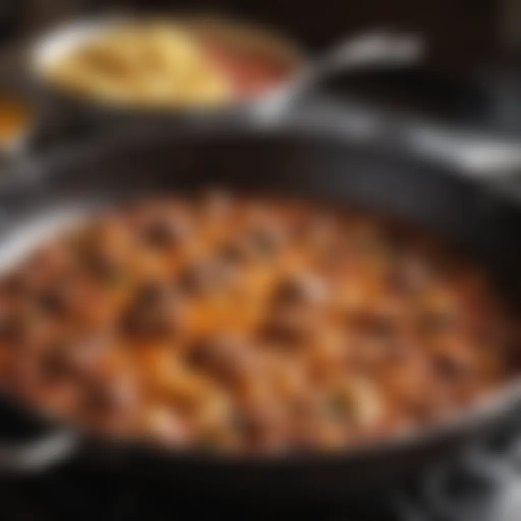 Close-up of sizzling pan with Acchi Wali cooking