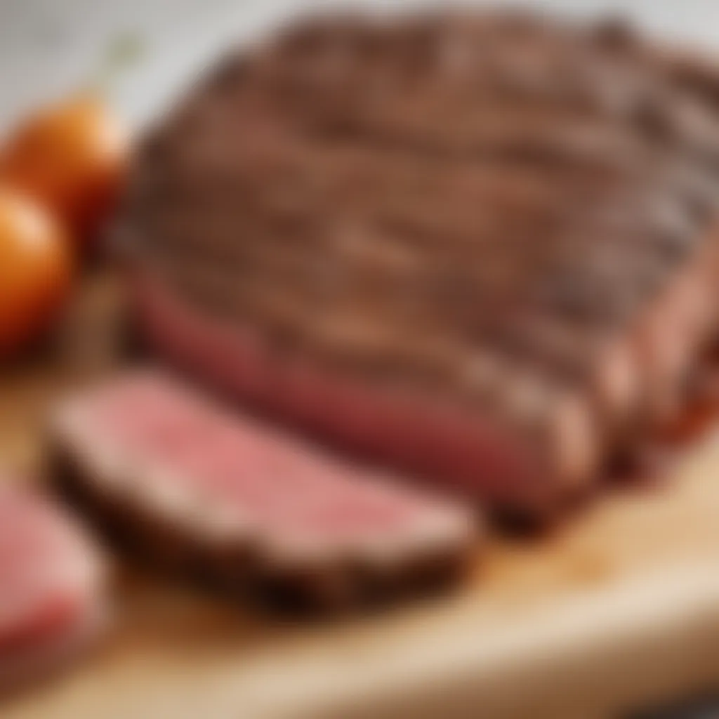 Sliced steak revealing juicy tenderness