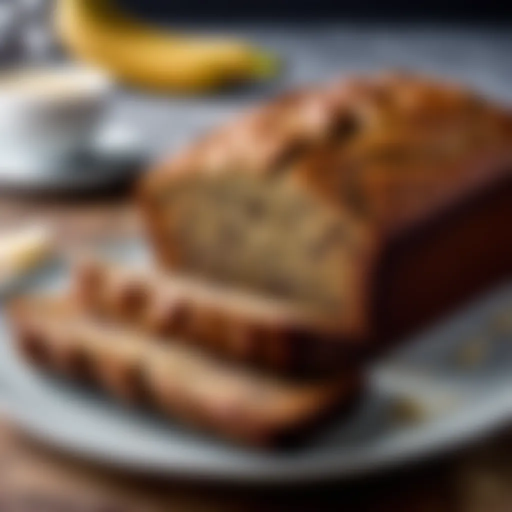 Sliced Vegan Banana Bread on Plate