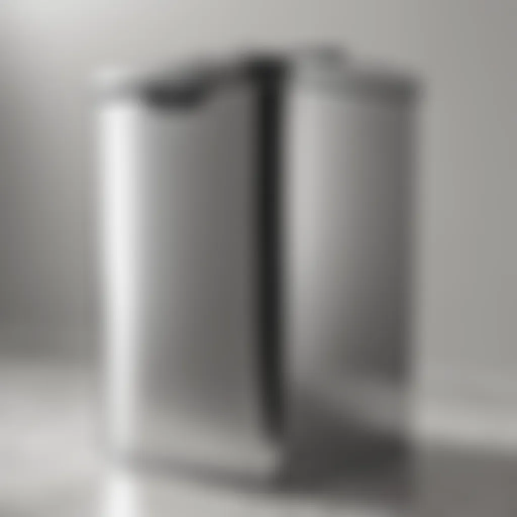 Close-up of a small chrome trash can highlighting its durability and design