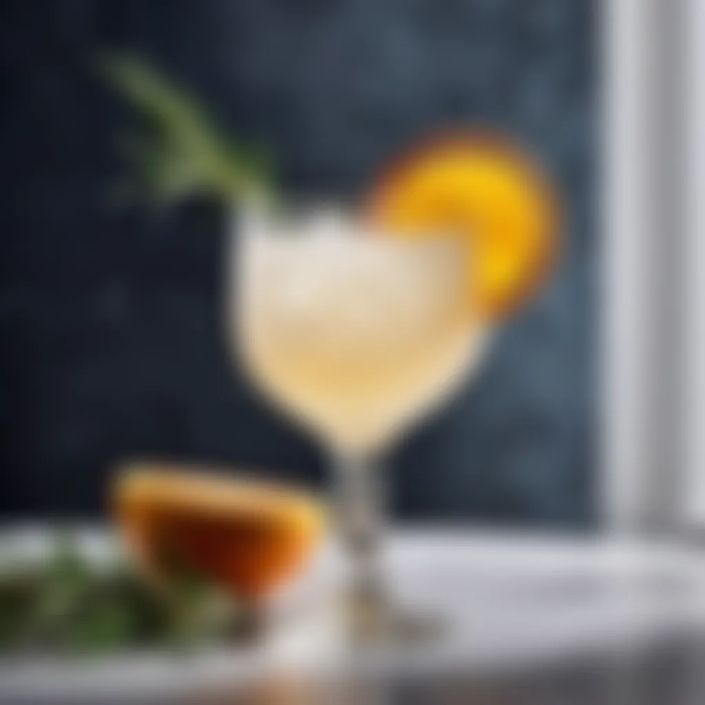 A sophisticated Actimel cocktail with a citrus twist and rosemary garnish