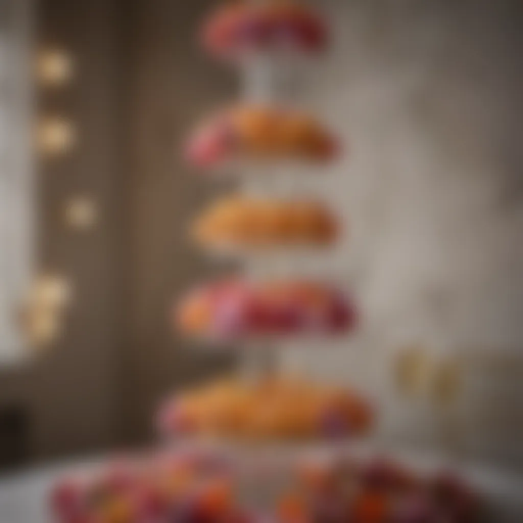 Champagne tower adorned with delicate edible flowers