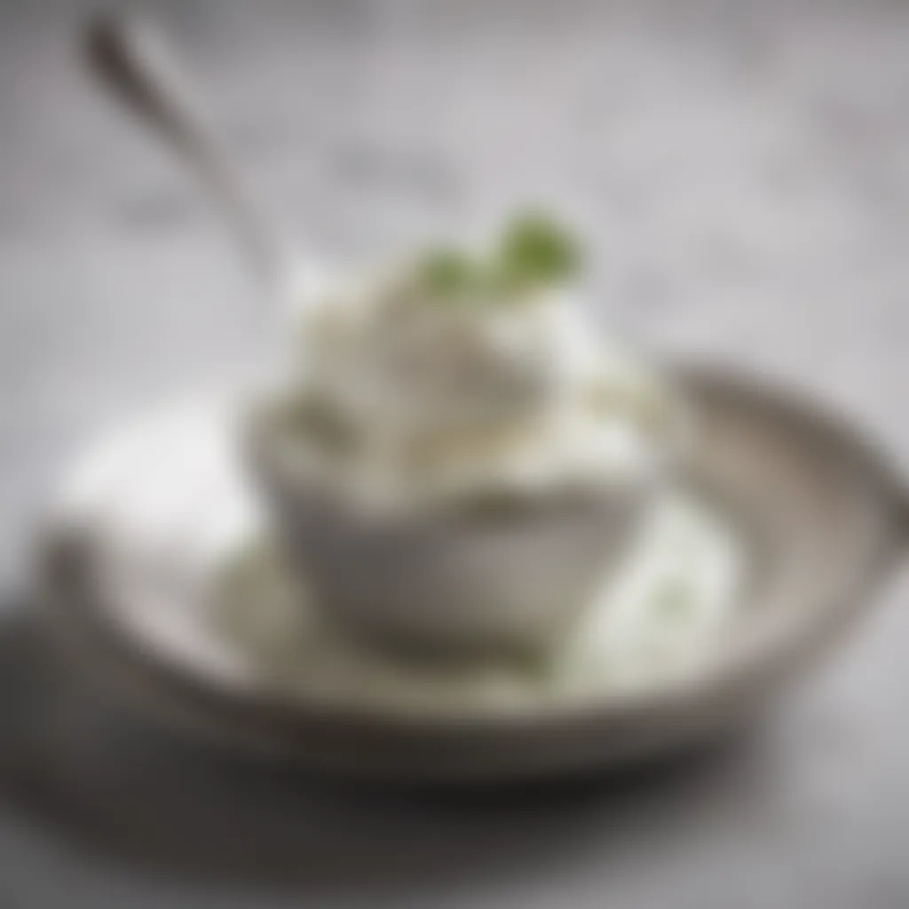 Velvety Sour Cream Elegance Creamy sour cream in a vintage silver spoon