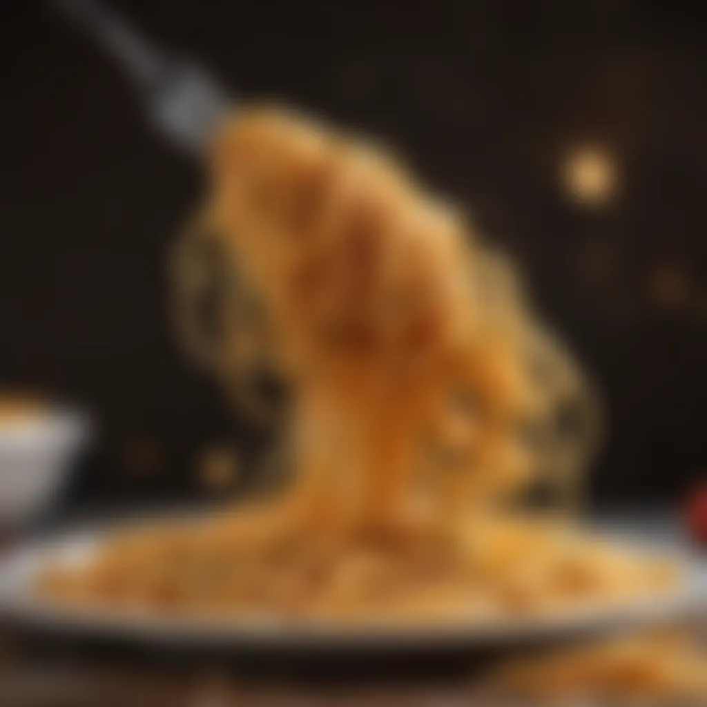 Delicate strands of spaghetti twirled around a fork